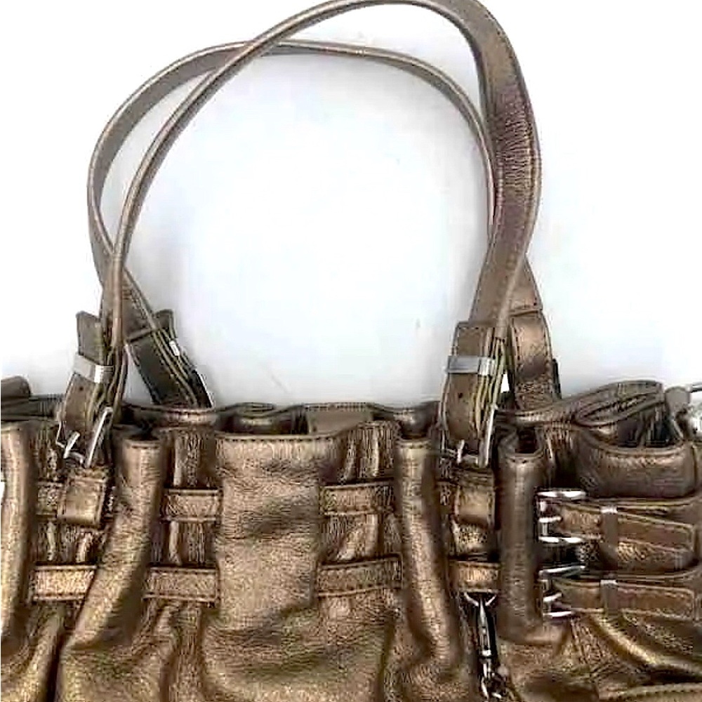 Michael Kors Gorgeous Metallic Bronze and Silver Tote Purse Bag - Picture 6 of 9